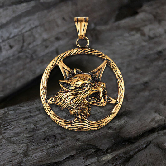Vintage Viking Wolf Head Stainless Steel Pendant