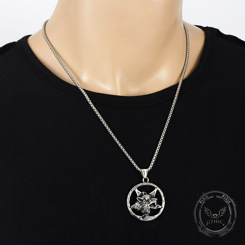 Vintage Viking Wolf Head Stainless Steel Pendant