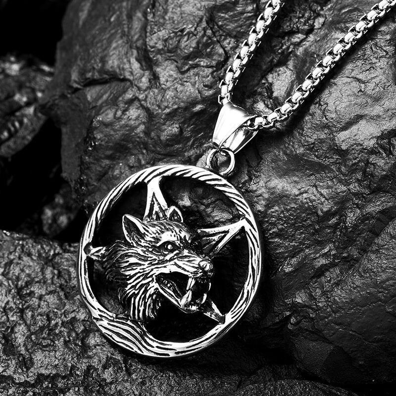Vintage Viking Wolf Head Stainless Steel Pendant