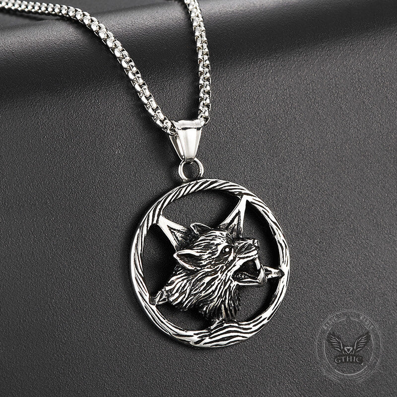 Vintage Viking Wolf Head Stainless Steel Pendant