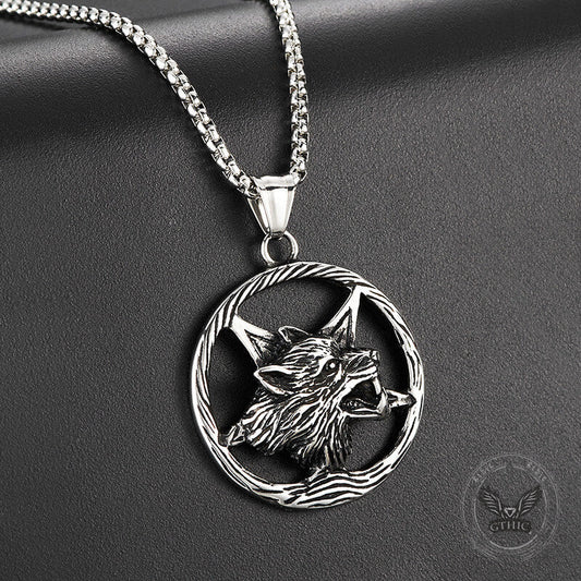 Vintage Viking Wolf Head Stainless Steel Pendant