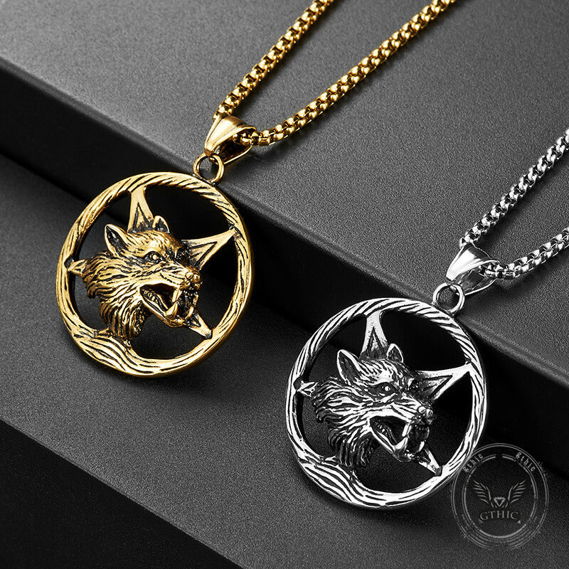 Vintage Viking Wolf Head Stainless Steel Pendant