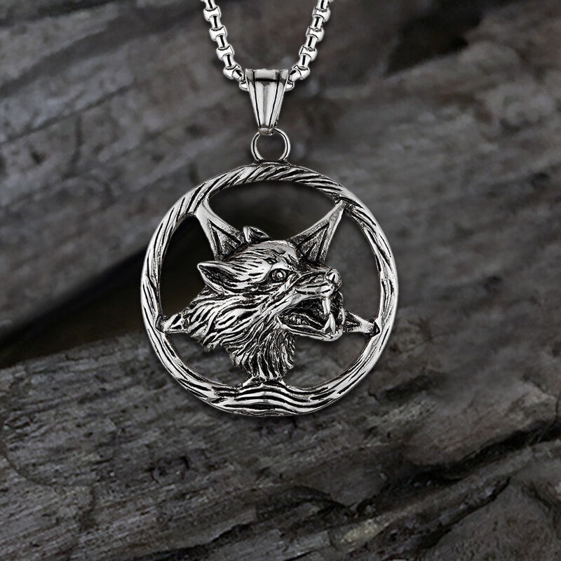 Vintage Viking Wolf Head Stainless Steel Pendant