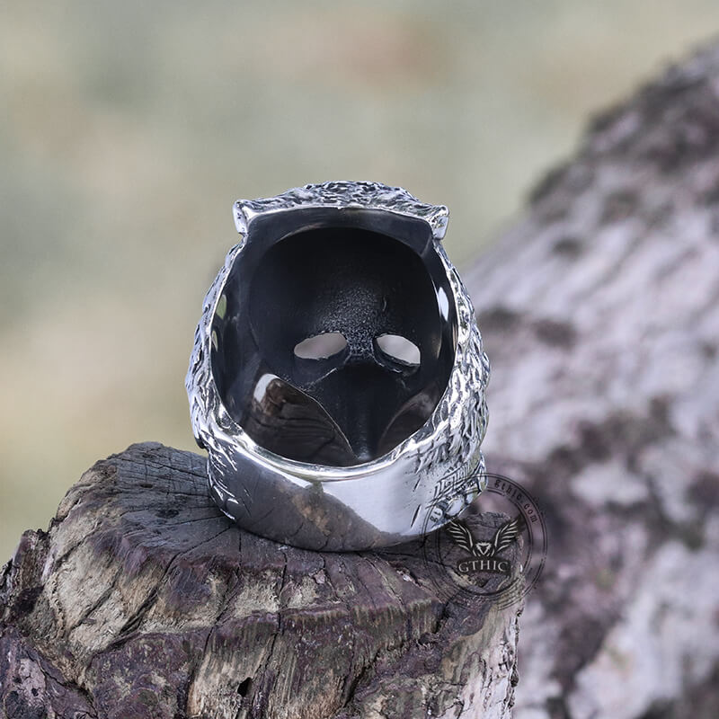 Vintage Warrior Wolf Head Stainless Steel Skull Ring