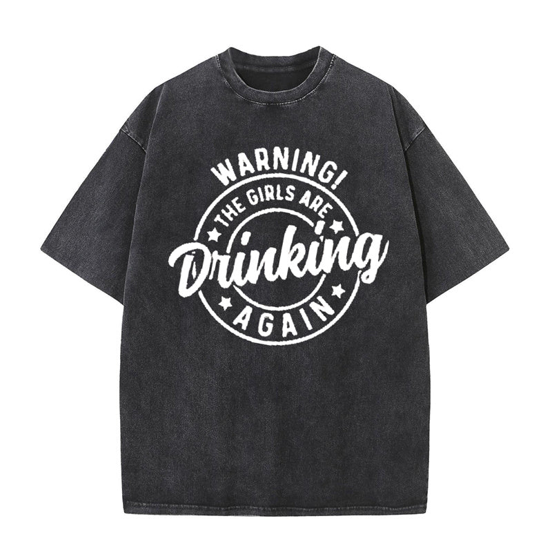 Vintage Washed Funny Drinking Short Sleeve T-shirt