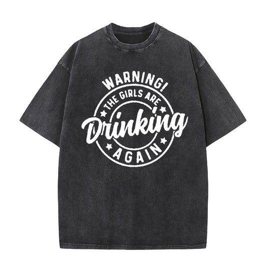 Vintage Washed Funny Drinking Short Sleeve T-shirt
