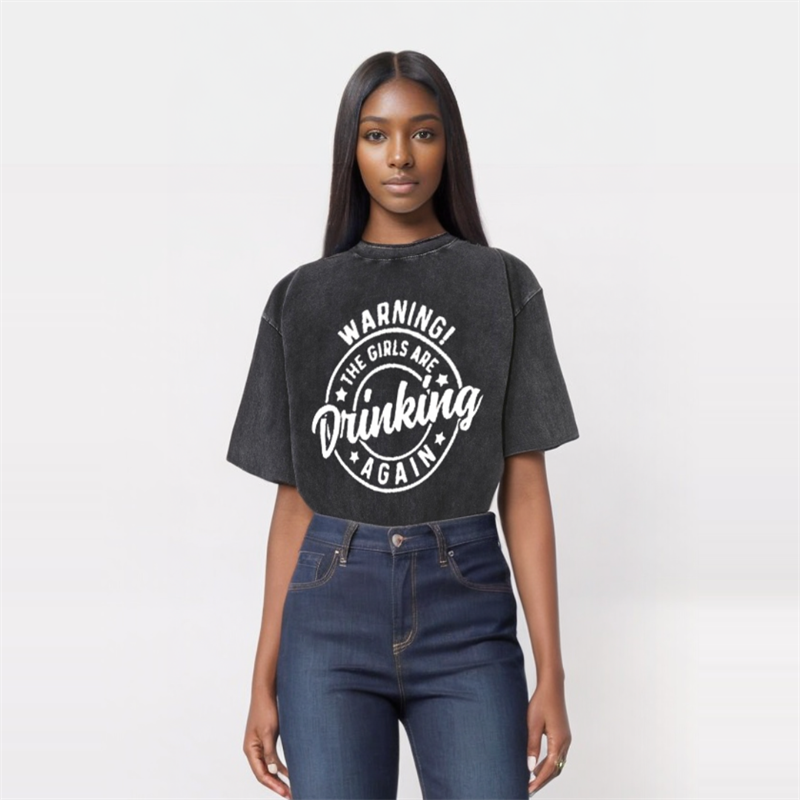 Vintage Washed Funny Drinking Short Sleeve T-shirt