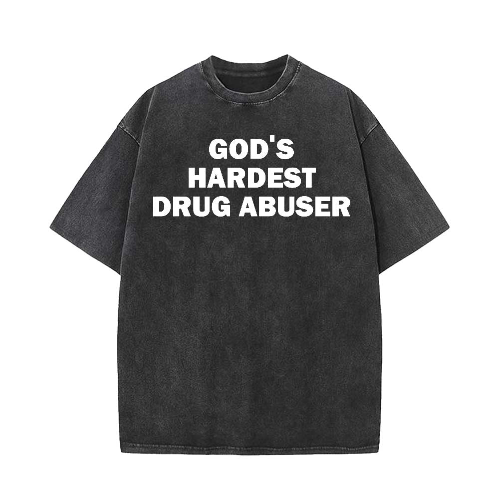 Vintage Washed God's Hardest Drug Abuser Short Sleeve T-shirt