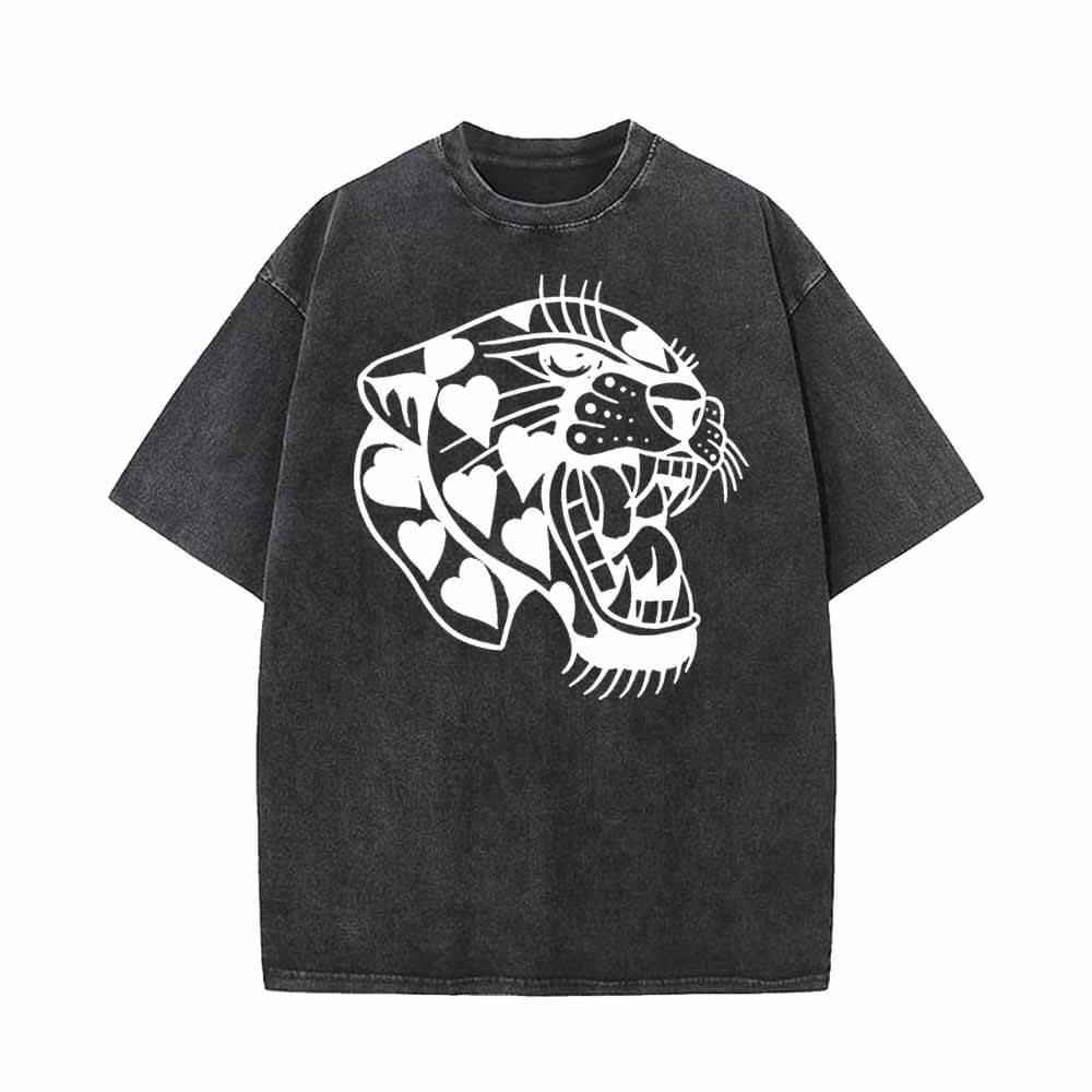 Vintage Washed Heart Roaring Tiger T-shirt