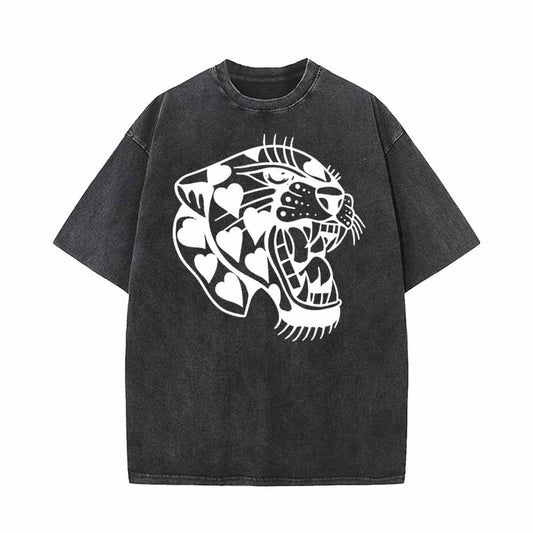 Vintage Washed Heart Roaring Tiger T-shirt
