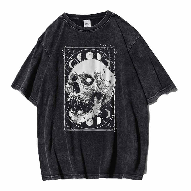 Vintage Washed Skull Head Print Sweatshirt T-shirt