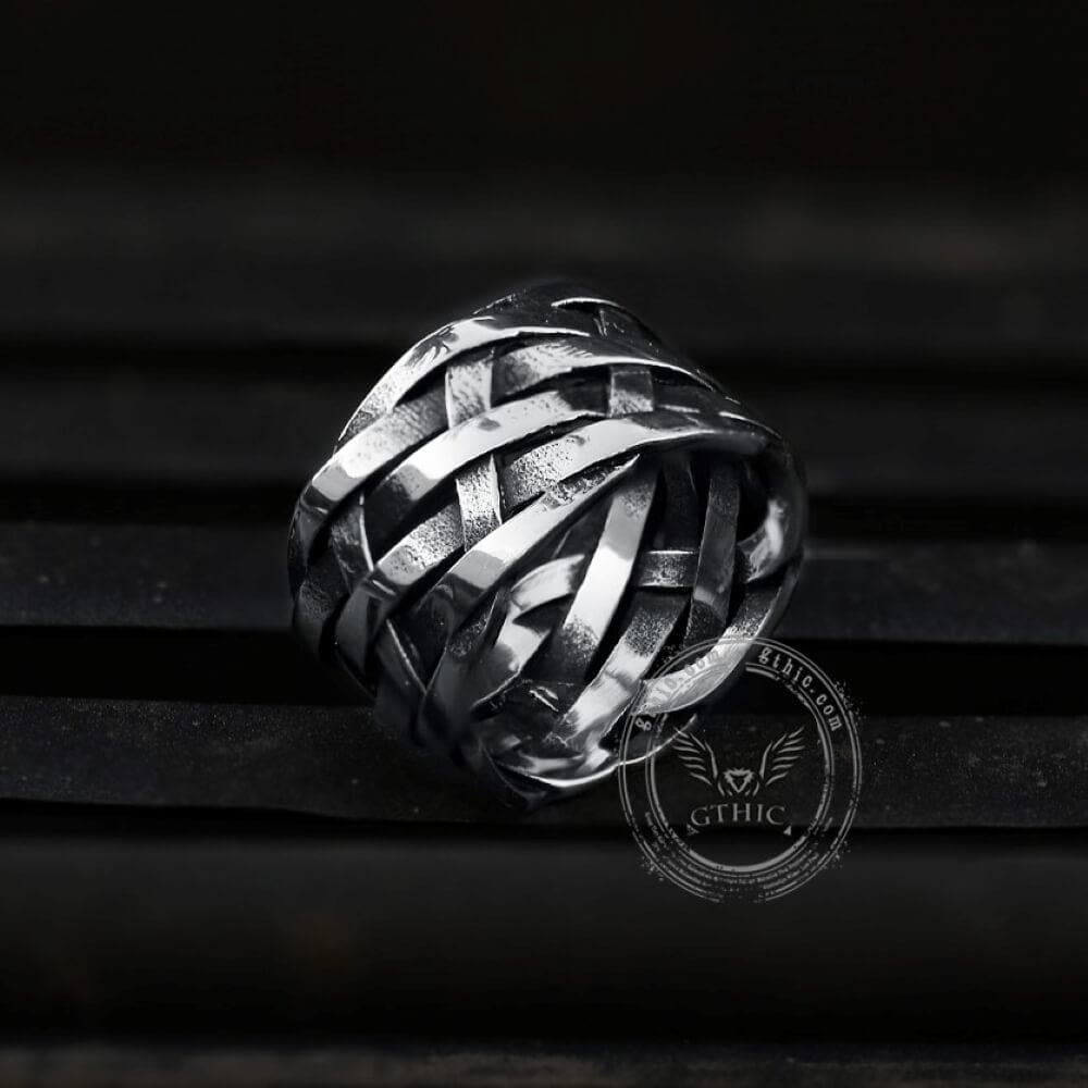 Vintage Weave Pattern Stainless Steel Ring