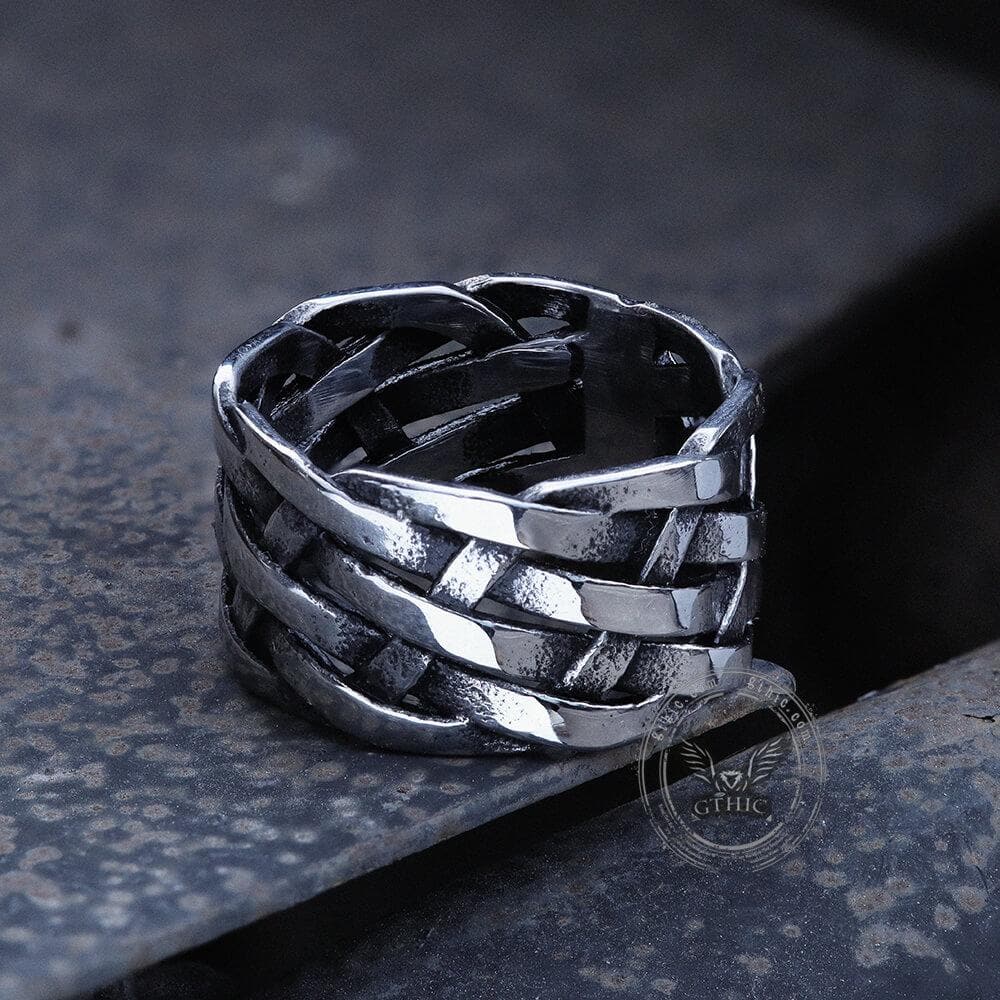 Vintage Weave Pattern Stainless Steel Ring