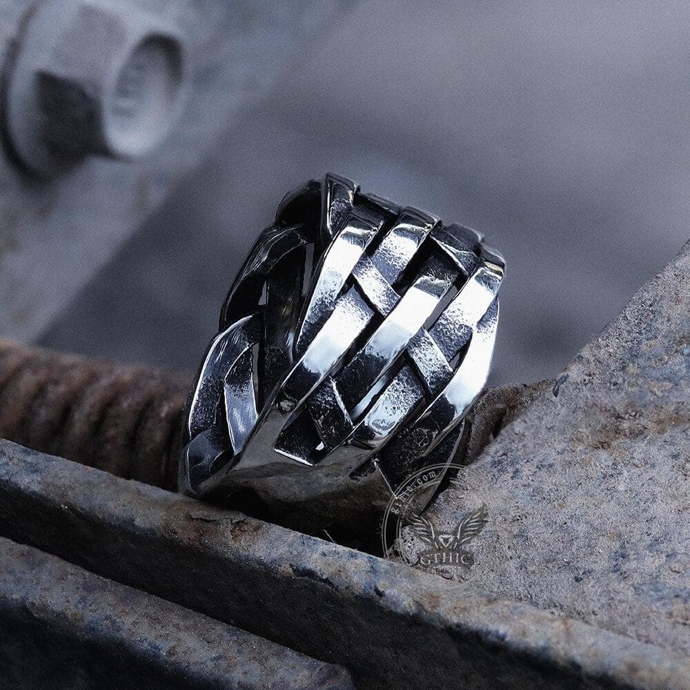 Vintage Weave Pattern Stainless Steel Ring
