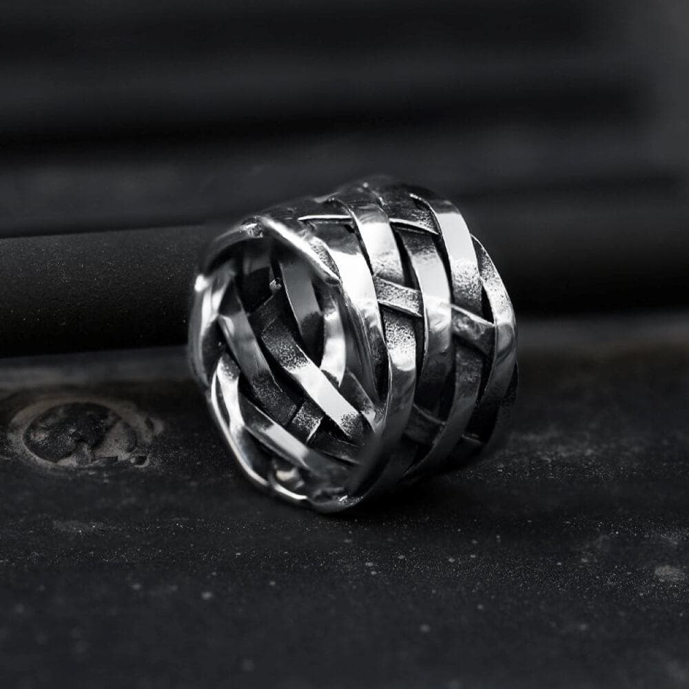 Vintage Weave Pattern Stainless Steel Ring