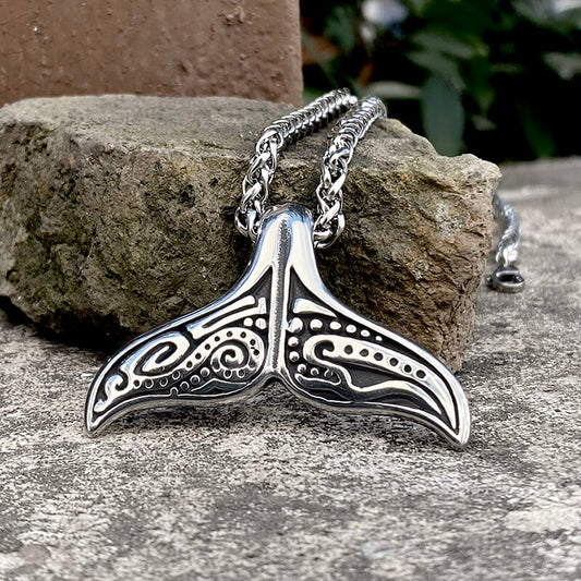 Vintage Whale Tail Stainless Steel Pendant