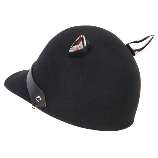 Women's Silver Metal Ear Accent Wide Band Detailed with Chain Wool Newsboy Cap