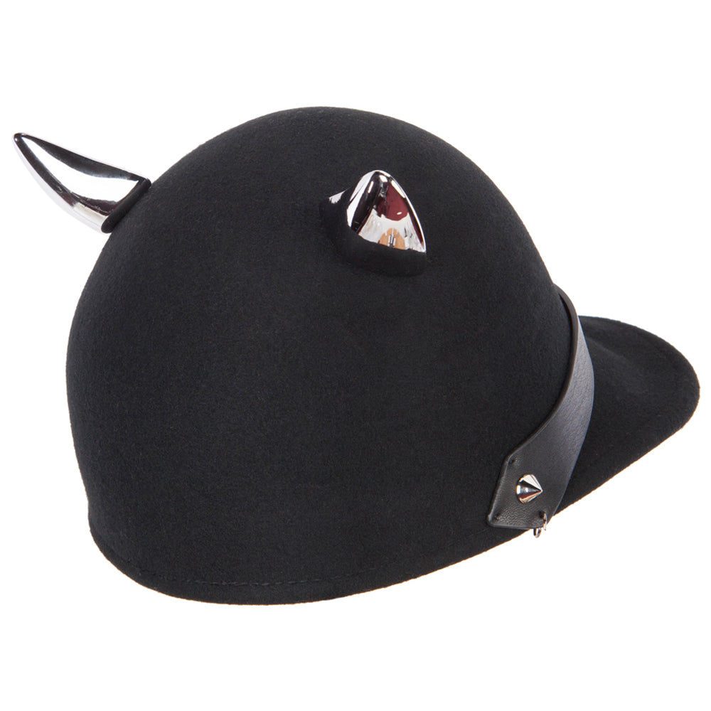 Women's Silver Metal Ear Accent Wide Band Detailed with Chain Wool Newsboy Cap