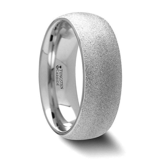 QUARTZ Domed Tungsten Carbide Ring with Sandblasted Crystalline Finish - 2mm to 8mm