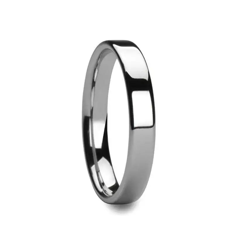 CALEDONIA Flat Polish Finished Cobalt Chrome Ring, Comfort Fit, 4mm–8mm