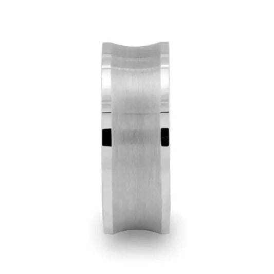 TREVICO Brushed Concave Tungsten Ring with Flat Polished Edges - 8mm