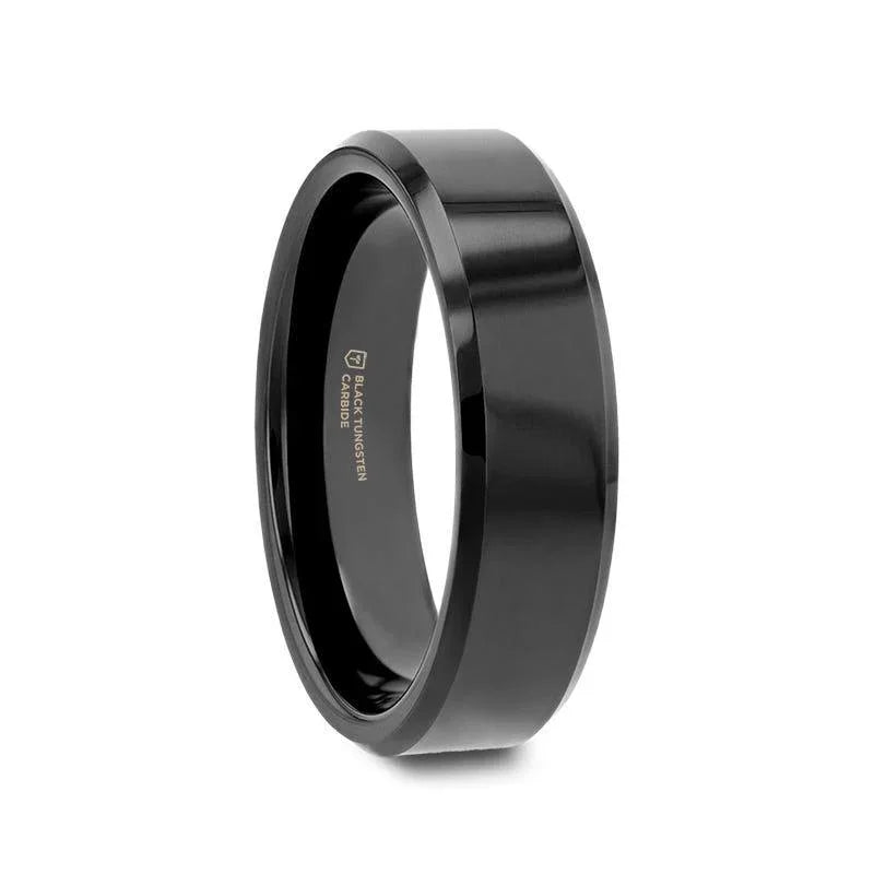 VIENNA Beveled Black Tungsten Band - 4mm - 6mm