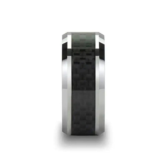 INDIANAPOLIS Black Carbon Fiber Inlay Tungsten Carbide Ring - 10mm
