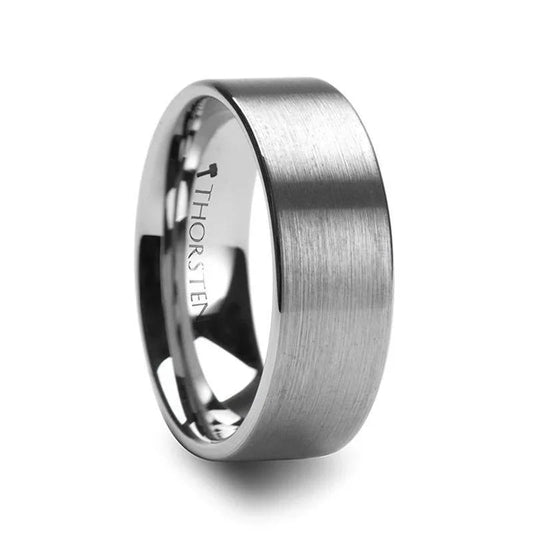 MERCURY Flat Brushed Finish Tungsten Wedding Ring - 10mm