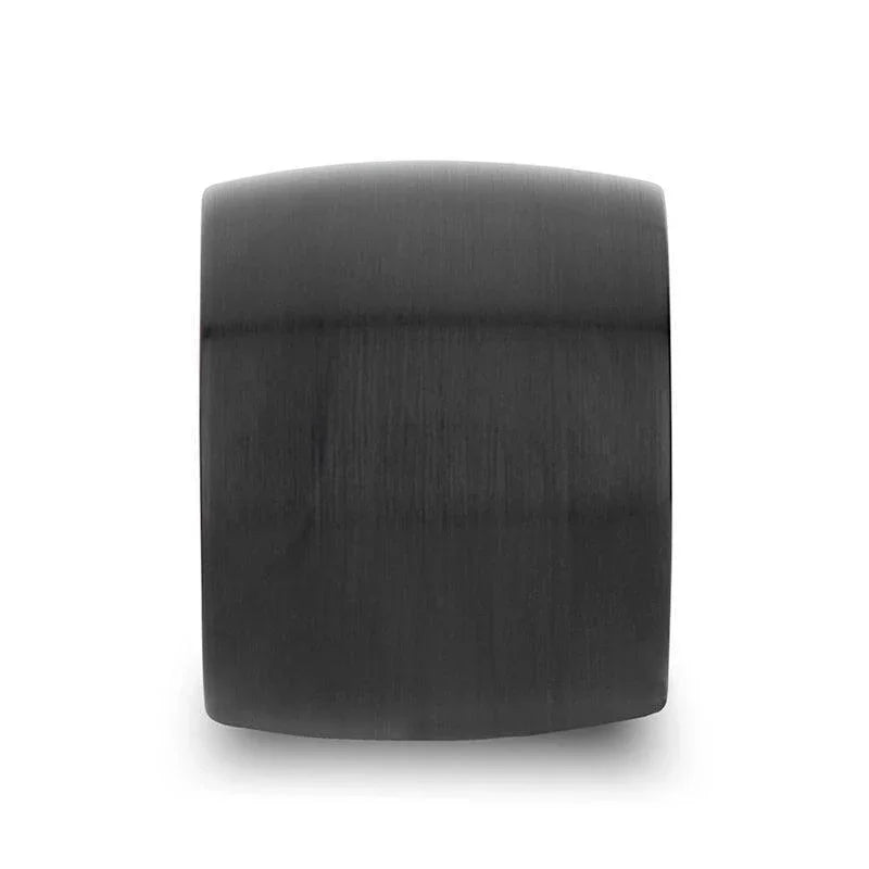 AETHER Domed Black Tungsten Carbide Ring with Brushed Finish — 20mm Extra-Wide