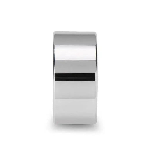 SUTTON Flat White Tungsten Wedding Band with Polished Finish - 12mm