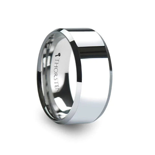 AKRON Tungsten Carbide Ring with Beveled Edges – 10mm