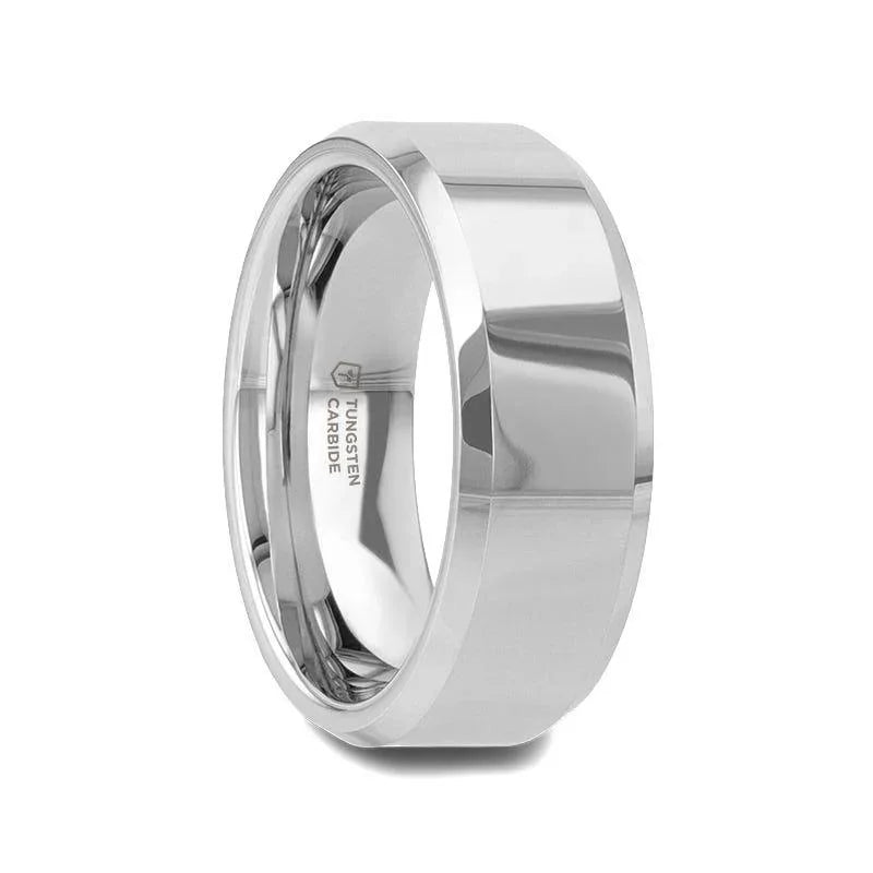 AKRON Tungsten Carbide Ring with Beveled Edges – 10mm