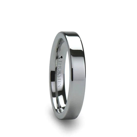 ATHENA Women's Flat Tungsten Carbide Wedding Band – 4mm or 6mm