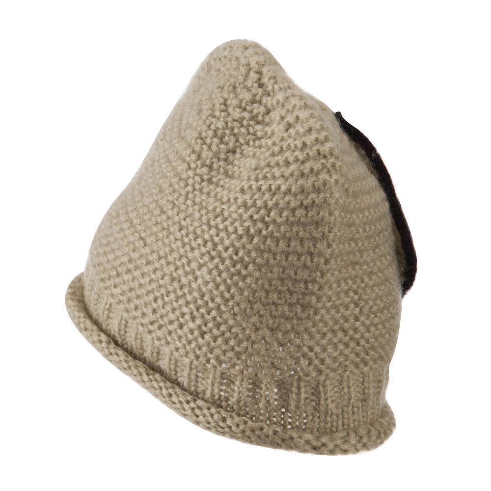 Women's Acrylic Knit Beanie with Spiral Flower