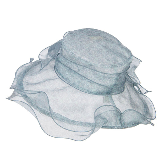 Bow Accent Flower Printed Organza Hat