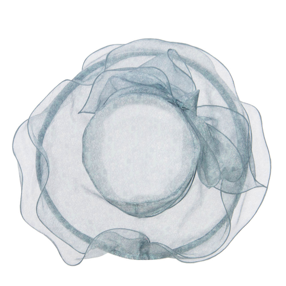 Bow Accent Flower Printed Organza Hat