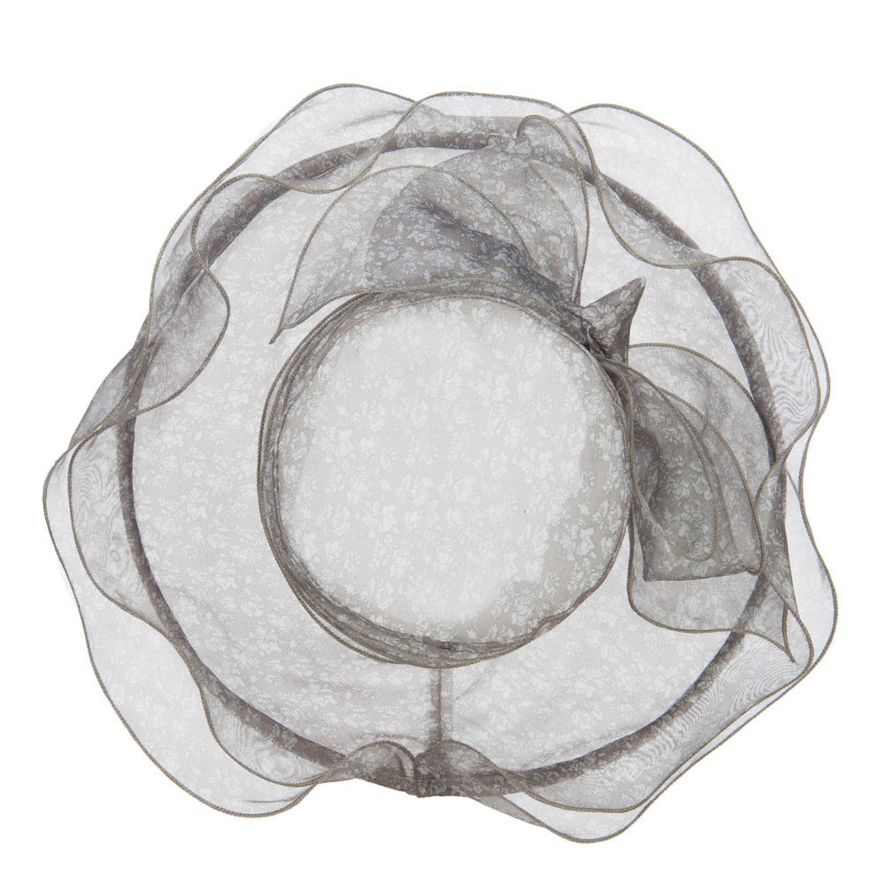 Bow Accent Flower Printed Organza Hat