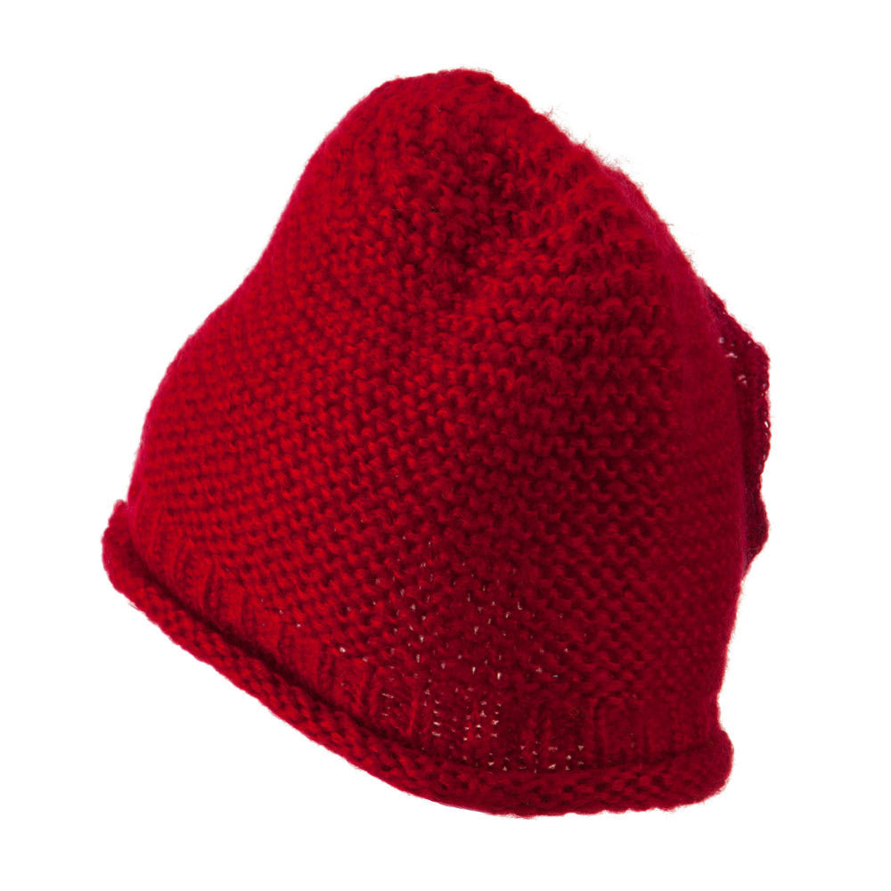 Women's Acrylic Knit Beanie with Spiral Flower