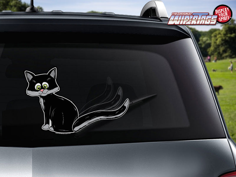 Cat Wagging Tail-Black WiperTags