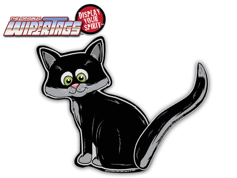 Cat Wagging Tail-Black WiperTags