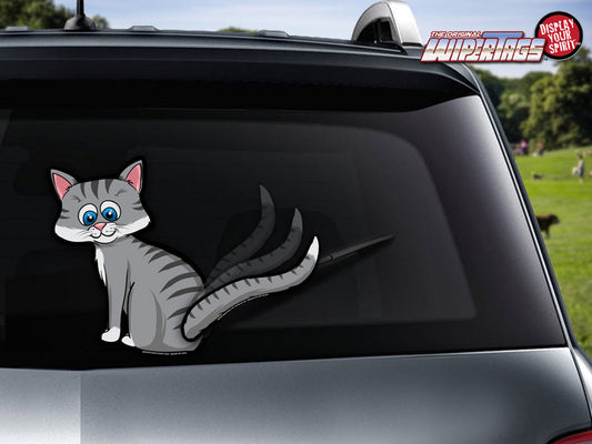 Cat Wagging Tail-Grey WiperTags