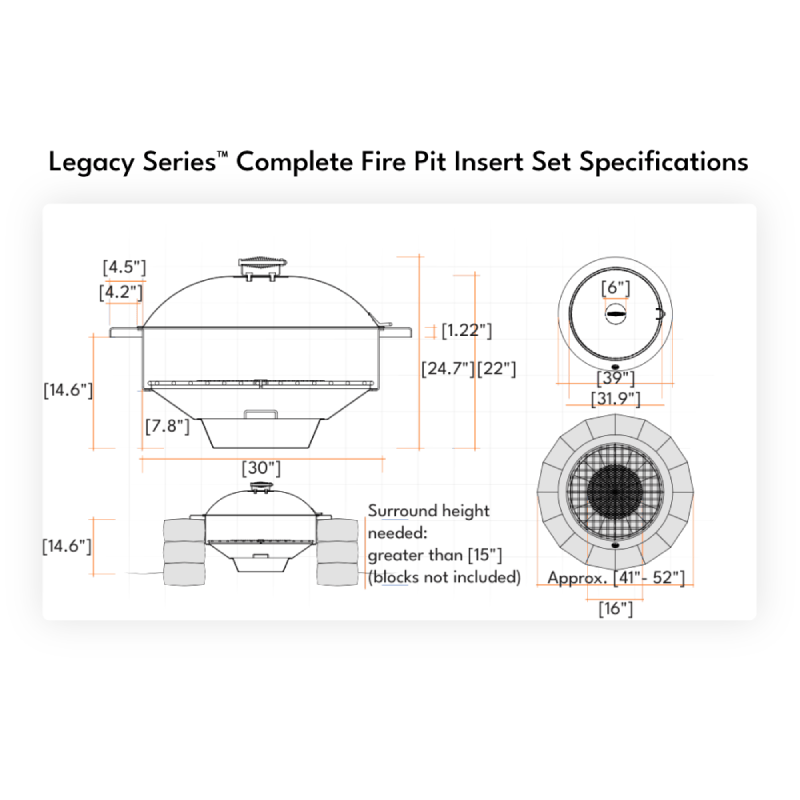 Legacy Series™ Complete Fire Pit Insert Set