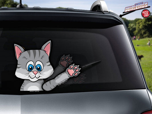 Grayson Waving Gray Kitten WipurrTags