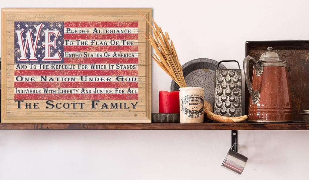 WE Pledge Allegiance Family Name Sign Custom Patriotic Family Name Plaque