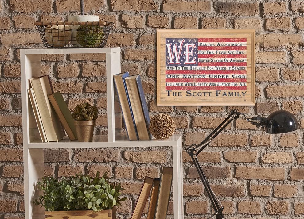 WE Pledge Allegiance Family Name Sign Custom Patriotic Family Name Plaque