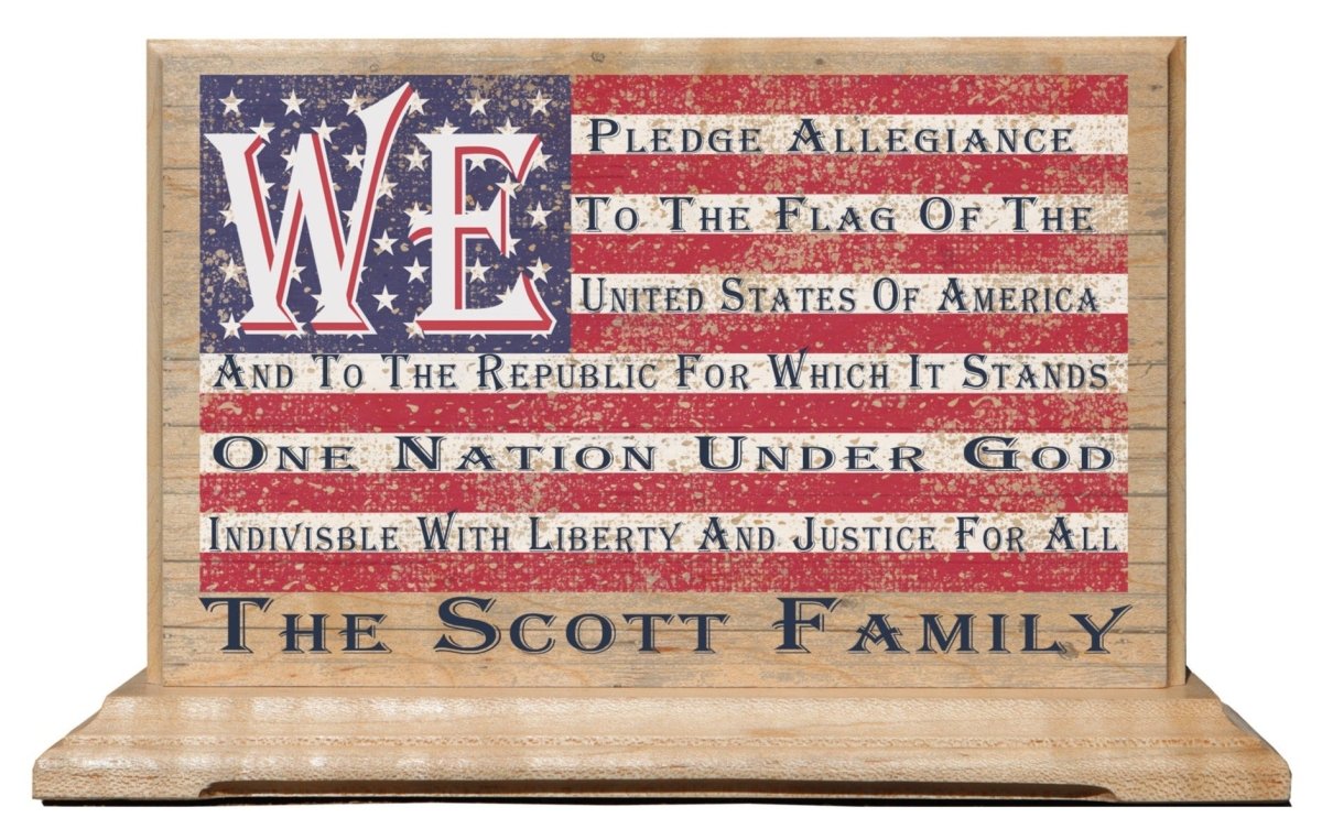 We Pledge Allegiance Sign Custom American Flag Family Name Patriotic Plaque