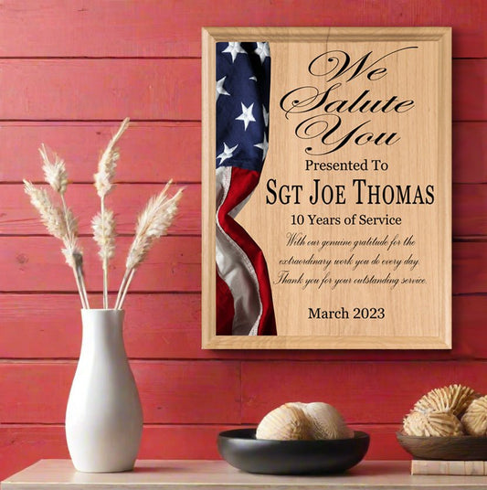 We Salute You Military Appreciation Plaque – Custom Name and Years of Service