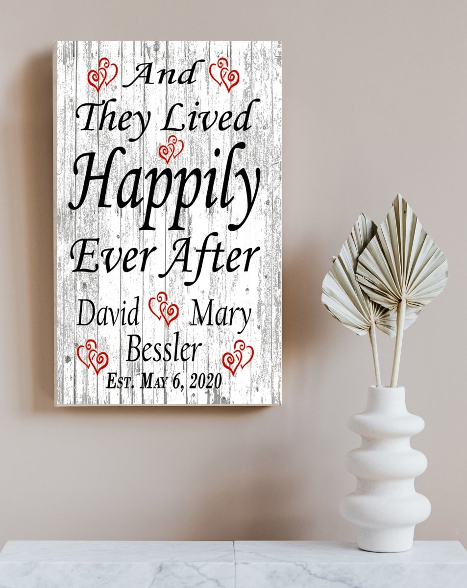 Wedding Gift Sign Personalized Happily Ever After Customized for Couple