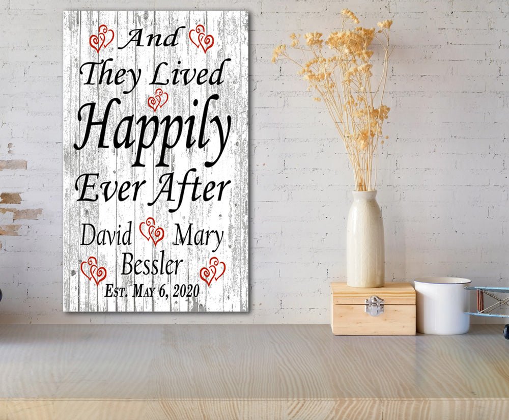 Wedding Gift Sign Personalized Happily Ever After Customized for Couple
