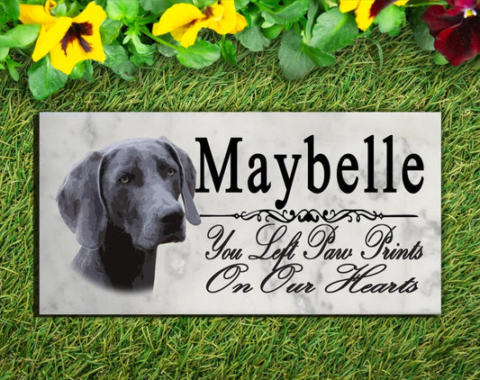 Weimaraner Memorial Stone Custom Dog Grave Marker Pet Garden Plaque